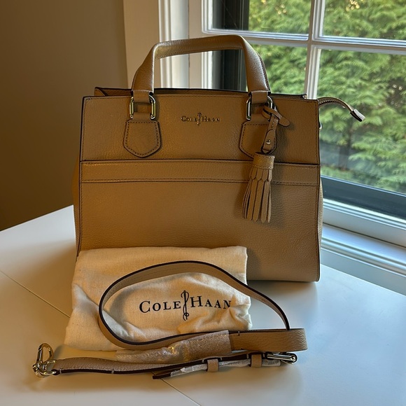 Cole Haan Leather Handbag, Tan, Brand New without Tags - Picture 1 of 5